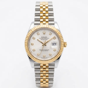 Rolex Datejust 41mm men's mirror watch, silver stone-set dial – view 2