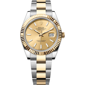 Rolex Datejust 41mm Men's Mirror Automatic Watch – Champagne Dial & Two-Tone Silver & Gold-Tone Stainless Steel Three-Link Bracelet