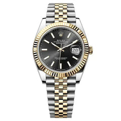 Rolex Datejust 41mm Men's Mirror Automatic Watch – Dark Gray Dial & Two-Tone Silver & Gold-Tone Stainless Steel Five-Link Bracelet