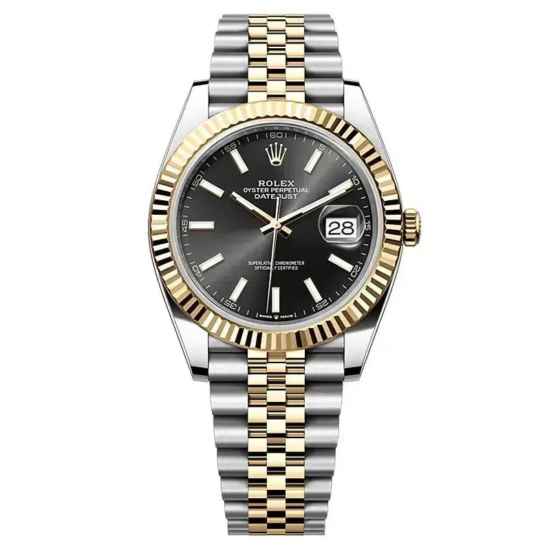 Rolex Datejust 41mm Men's Mirror Automatic Watch – Dark Gray Dial & Two-Tone Silver & Gold-Tone Stainless Steel Five-Link Bracelet