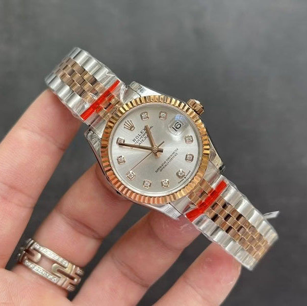 Rolex Datejust 31mm women's mirror watch, silver stone-set dial – view 2