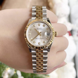 Rolex Datejust 31mm women's mirror watch, silver stone-set dial – view 3