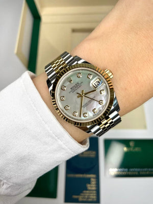 Rolex Datejust 31mm women's mirror watch, white mother-of-pearl stone-set dial – view 5