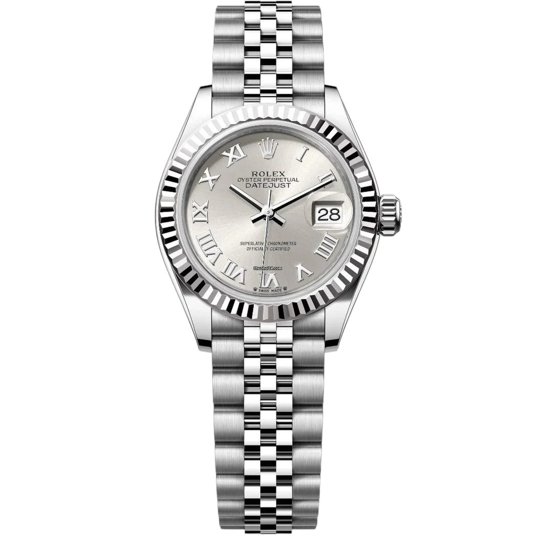 Rolex Datejust 31mm Women's Mirror Automatic Watch – Silver Roman Numeral Dial & Silver Stainless Steel Five-Link Bracelet