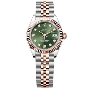 Rolex Datejust 31mm Women's Mirror Automatic Watch – Green Stone-Set Dial & Two-Tone Silver & Rose Gold-Tone Stainless Steel Five-Link Bracelet