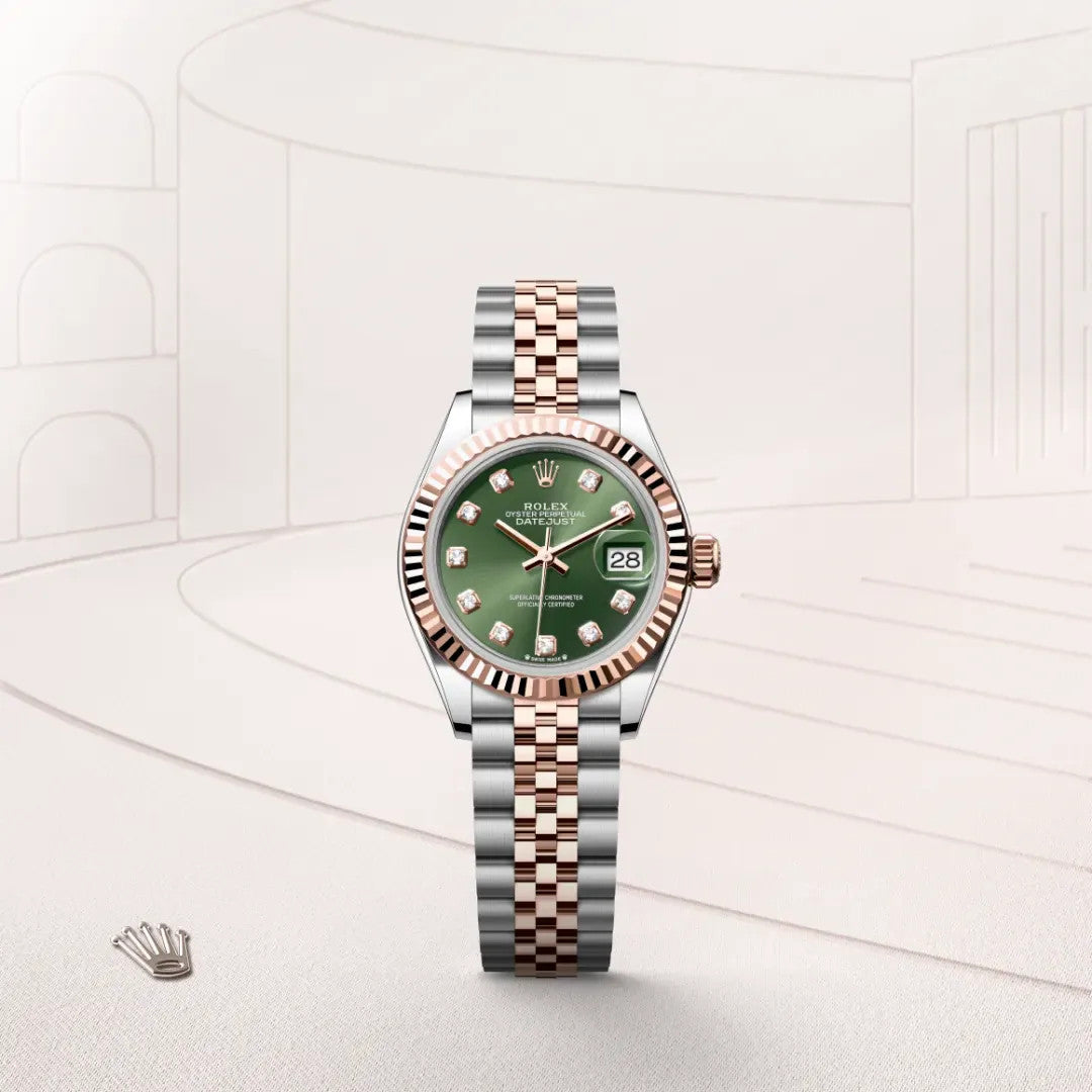 Rolex Datejust 31mm women's mirror watch, green stone-set dial – view 2