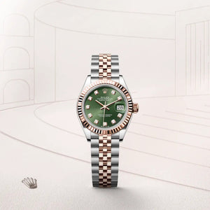 Rolex Datejust 31mm women's mirror watch, green stone-set dial – view 2