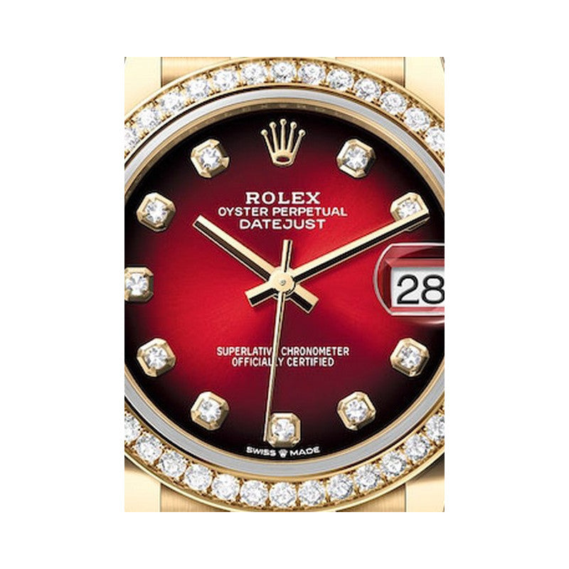 Rolex Datejust 31mm women's mirror watch, red ombré stone-set dial – view 10