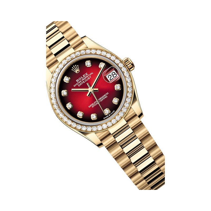 Rolex Datejust 31mm women's mirror watch, red ombré stone-set dial – view 2