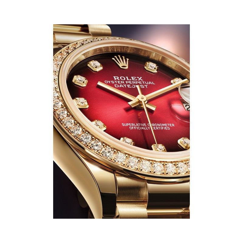 Rolex Datejust 31mm women's mirror watch, red ombré stone-set dial – view 3