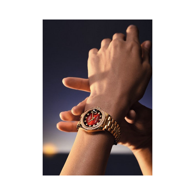 Rolex Datejust 31mm women's mirror watch, red ombré stone-set dial – view 6