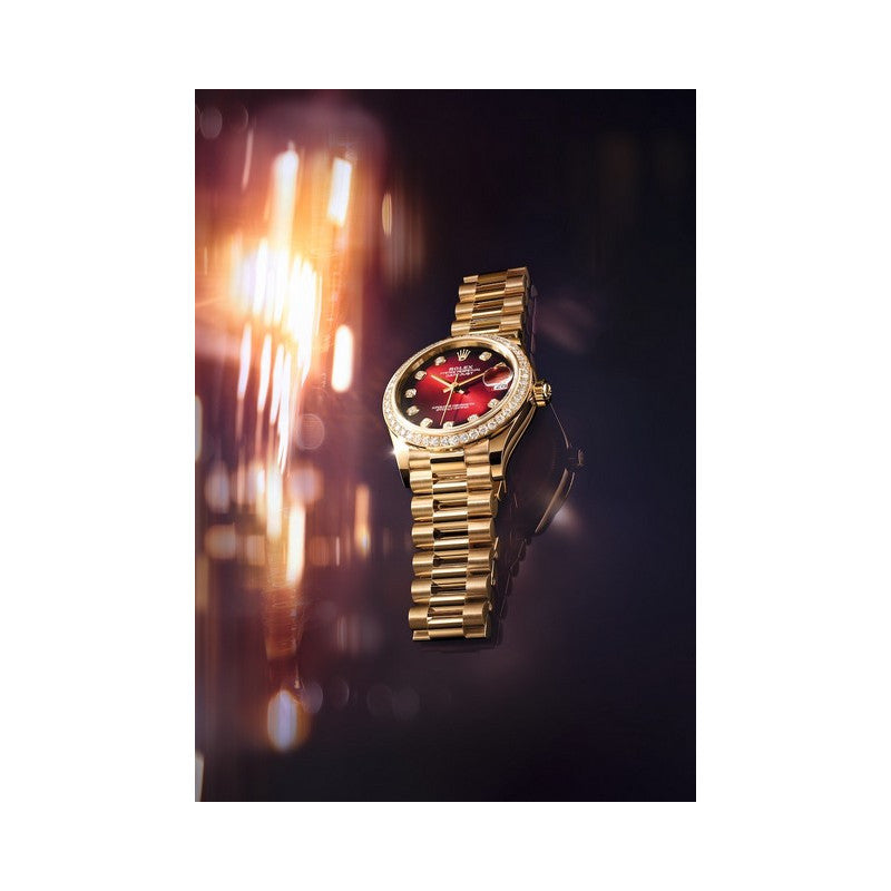 Rolex Datejust 31mm women's mirror watch, red ombré stone-set dial – view 9