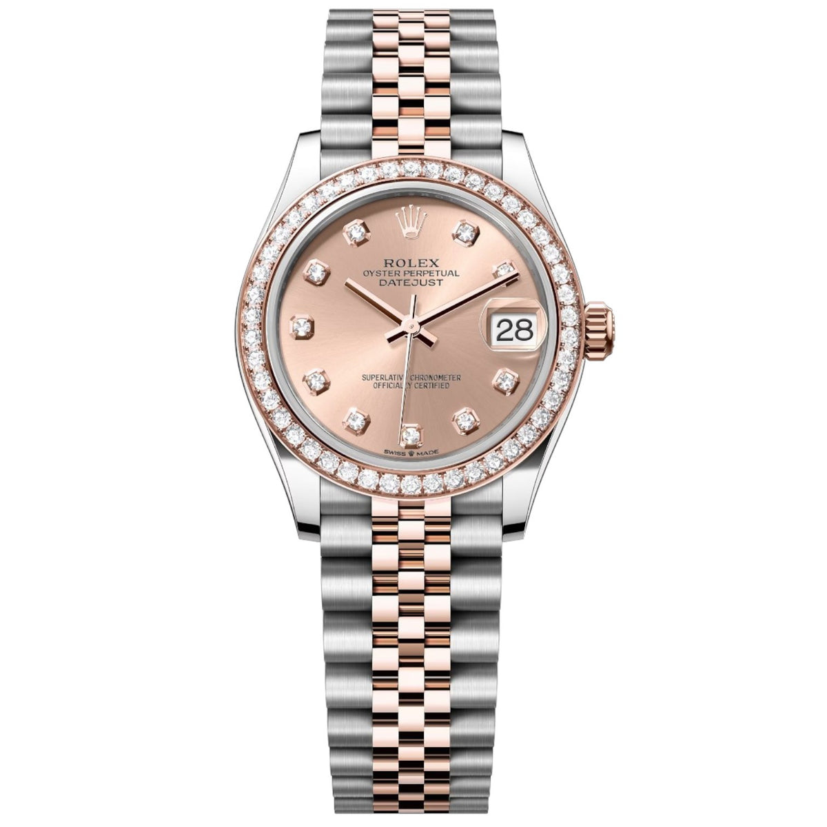 Rolex Datejust 31mm Women's Mirror Automatic Watch – Rose Gold-Tone Stone-Set Dial, Stone-Set Bezel & Two-Tone Silver & Rose Gold-Tone Stainless Steel Five-Link Bracelet
