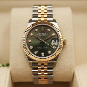 Rolex Datejust 31mm women's mirror watch, green stone-set dial – view 7