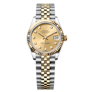 Rolex Datejust 31mm Women's Mirror Automatic Watch – Champagne Stone-Set Dial & Two-Tone Silver & Gold-Tone Stainless Steel Five-Link Bracelet