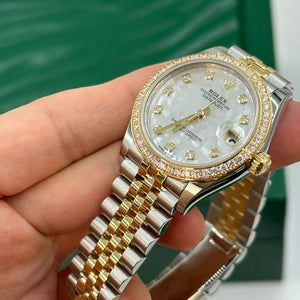 Rolex Datejust 31mm women's mirror watch, white mother-of-pearl stone-set dial – view 2