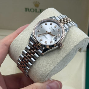 Rolex Datejust 31mm women's mirror watch, silver stone-set dial – view 11