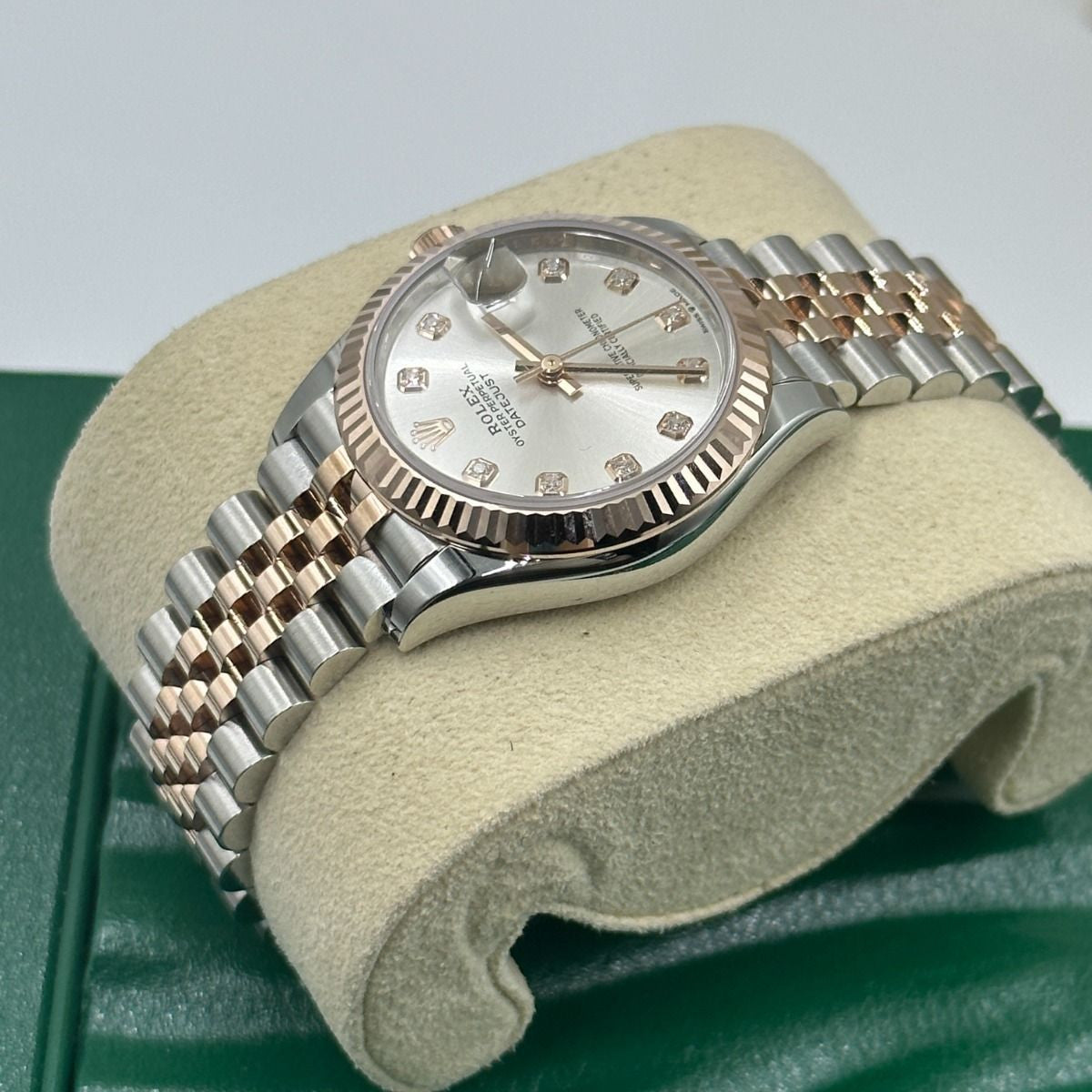 Rolex Datejust 31mm women's mirror watch, silver stone-set dial – view 3