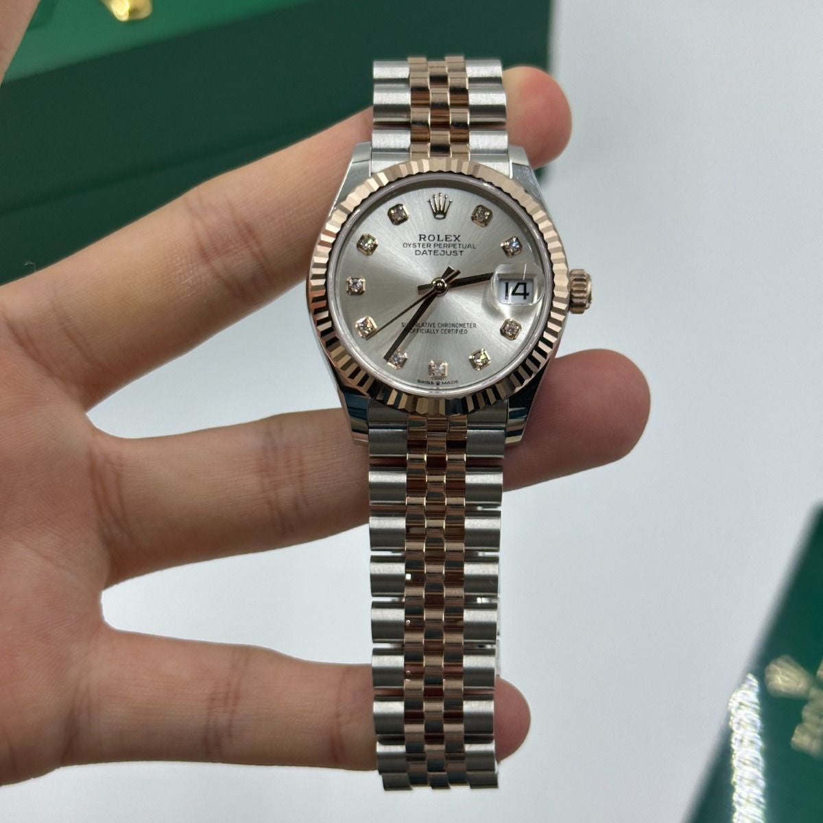 Rolex Datejust 31mm women's mirror watch, silver stone-set dial – view 4