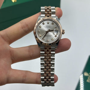 Rolex Datejust 31mm women's mirror watch, silver stone-set dial – view 4
