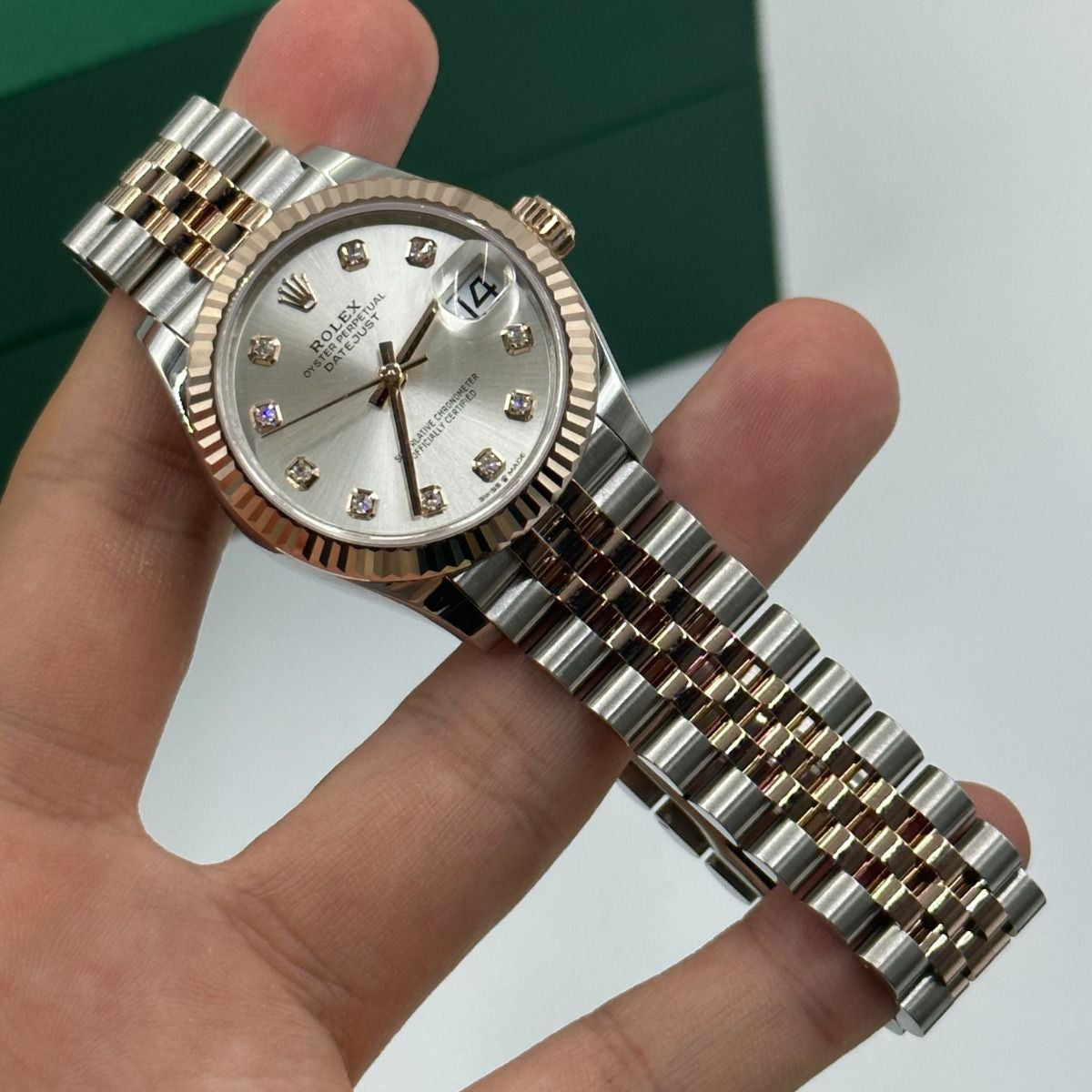 Rolex Datejust 31mm women's mirror watch, silver stone-set dial – view 6