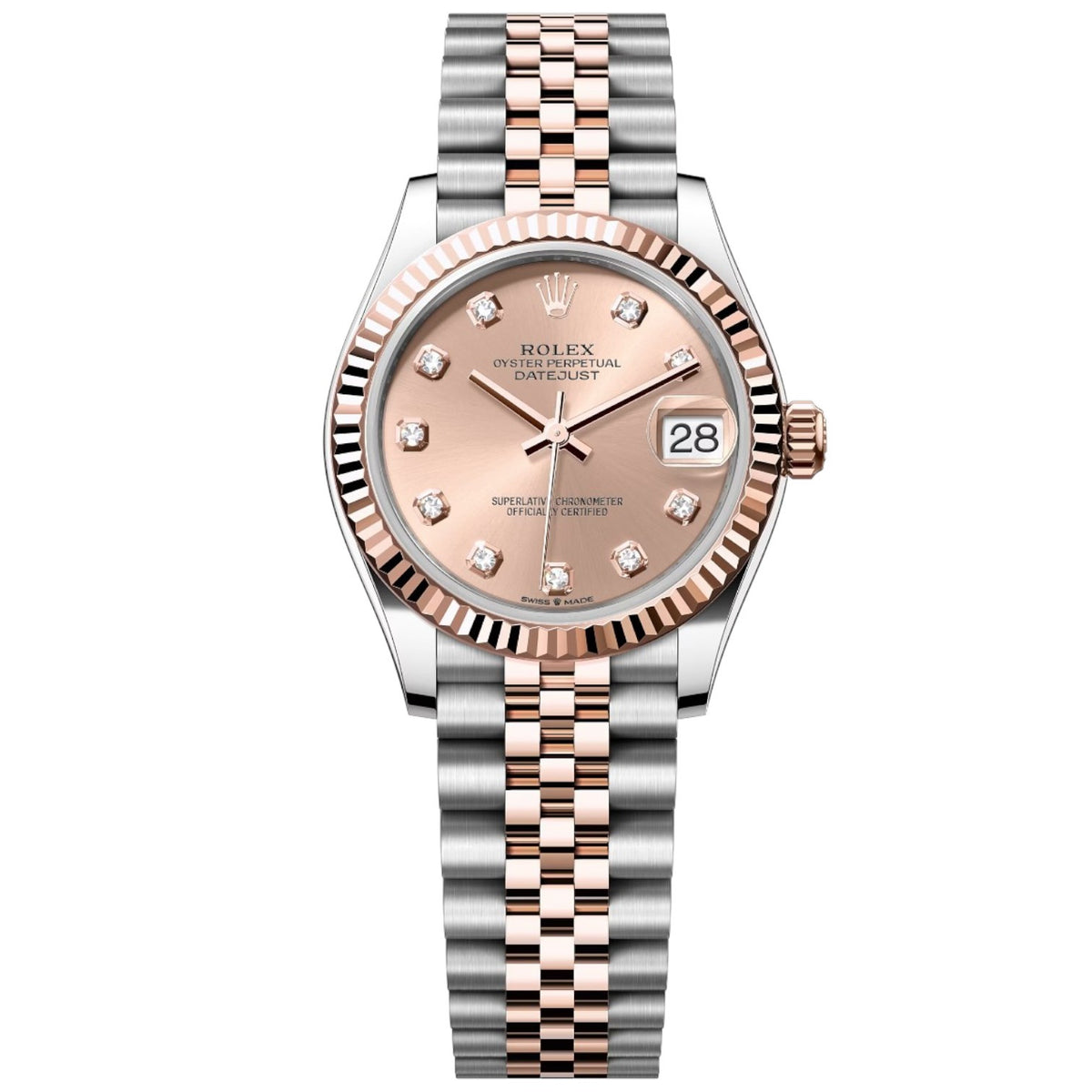 Rolex Datejust 31mm Women's Mirror Automatic Watch – Rose Gold-Tone Stone-Set Dial & Two-Tone Silver & Rose Gold-Tone Stainless Steel Five-Link Bracelet