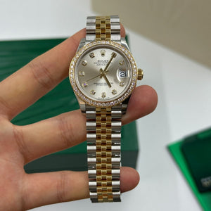 Rolex Datejust 31mm women's mirror watch, silver stone-set dial – view 2