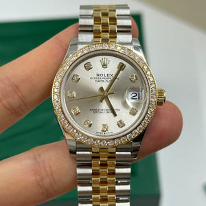 Rolex Datejust 31mm women's mirror watch, silver stone-set dial – view 3
