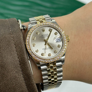 Rolex Datejust 31mm women's mirror watch, silver stone-set dial – view 5