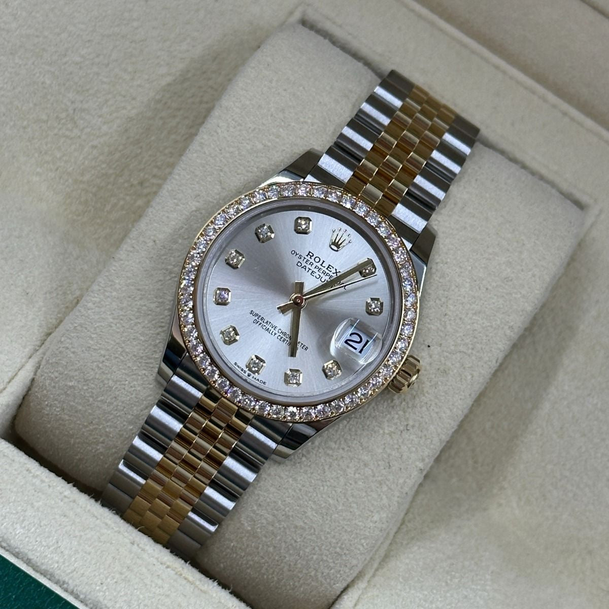 Rolex Datejust 31mm women's mirror watch, silver stone-set dial – view 8