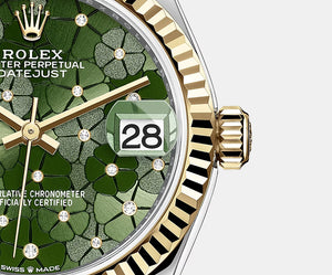 Rolex Datejust 31mm women's mirror watch, olive green floral motif dial – view 3