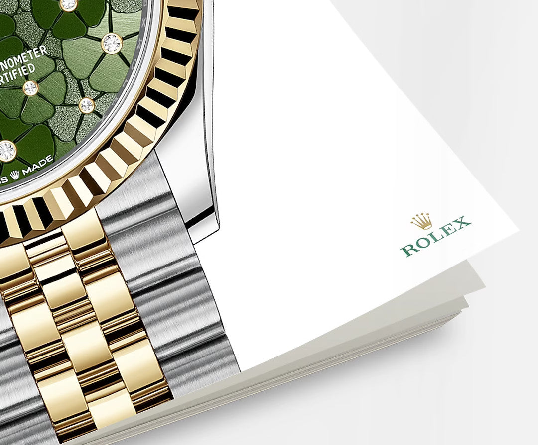 Rolex Datejust 31mm women's mirror watch, olive green floral motif dial – view 4