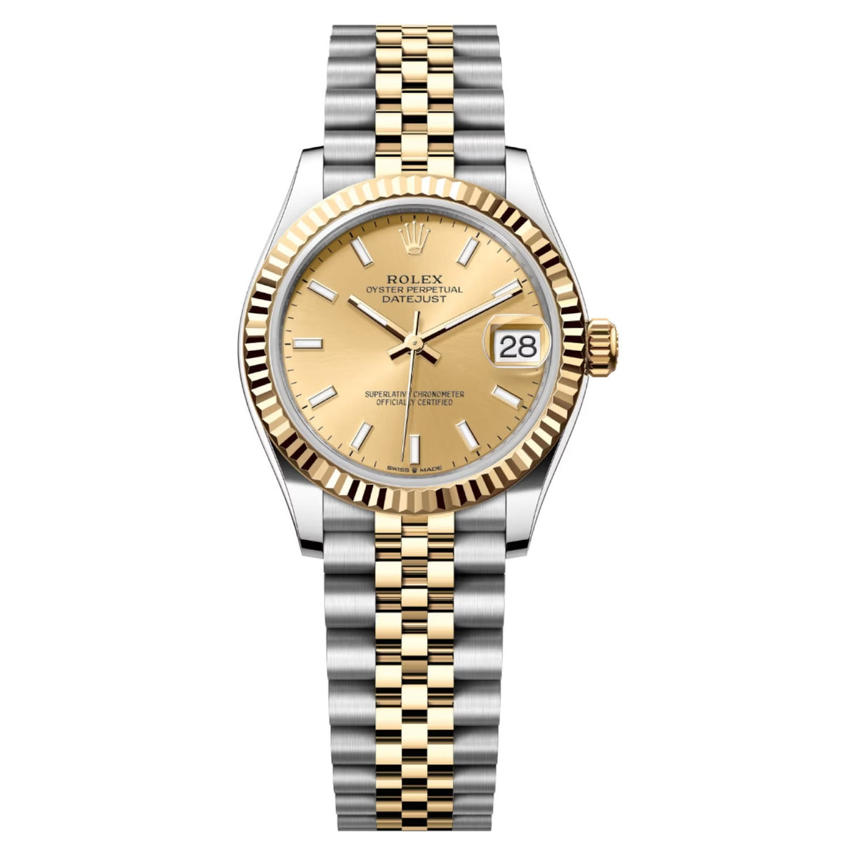 Rolex Datejust 31mm Women's Mirror Automatic Watch – Champagne Dial & Two-Tone Silver & Gold-Tone Stainless Steel Five-Link Bracelet