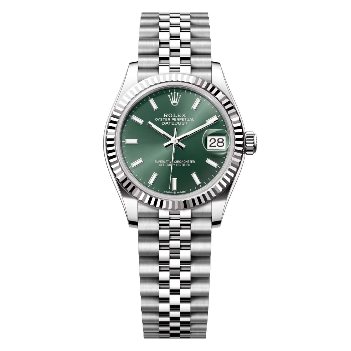 Rolex Datejust 31mm Women's Mirror Automatic Watch – Mint Green Dial & Silver Stainless Steel Five-Link Bracelet