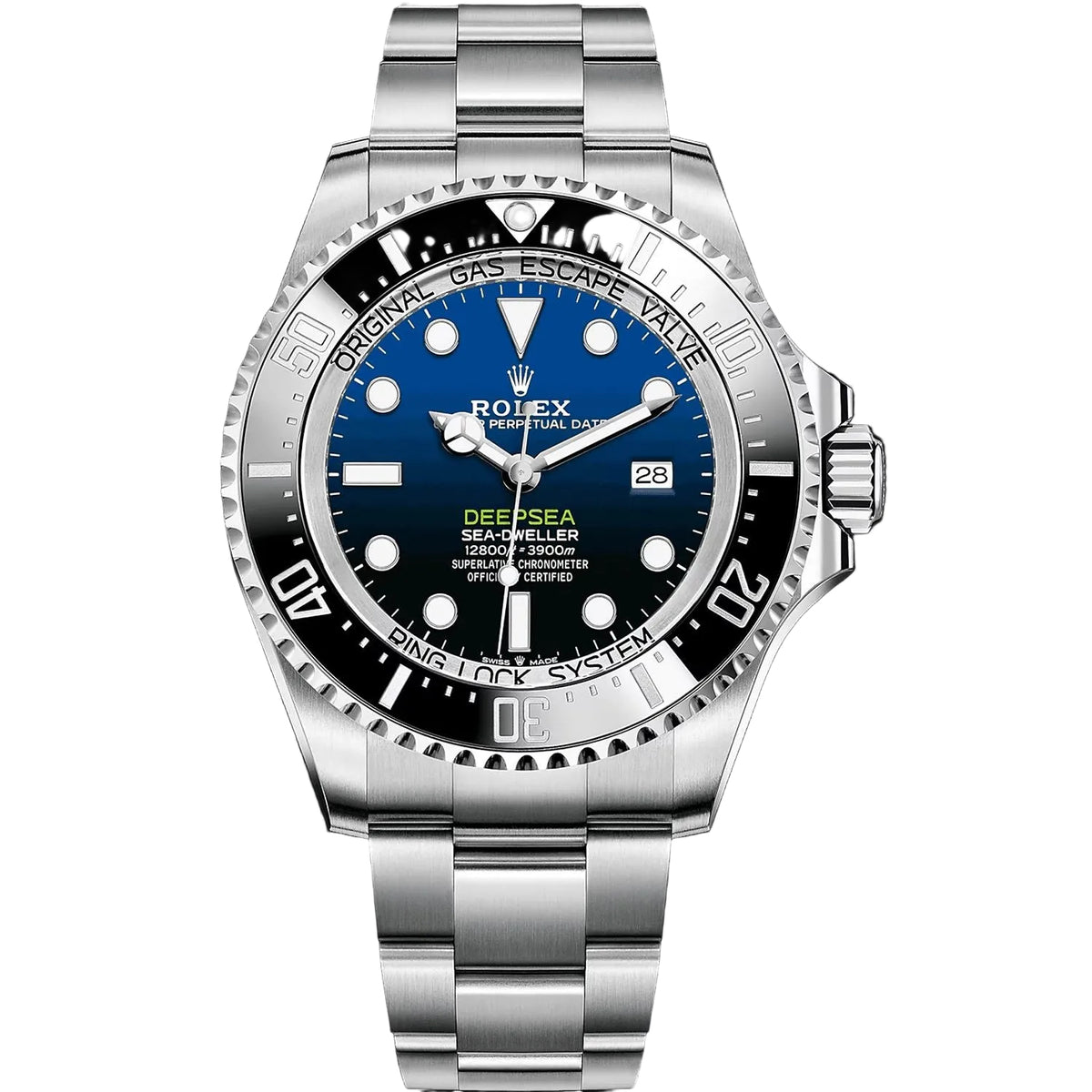 Rolex Deepsea 44mm Men's Mirror Automatic Watch – Blue Dial & Silver Stainless Steel Bracelet