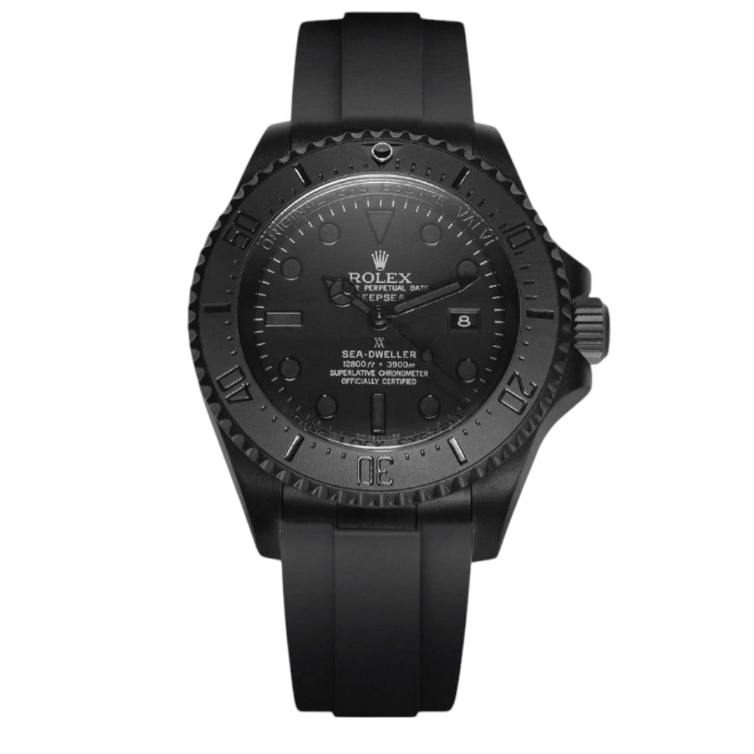 Rolex Deepsea 44mm Men's Mirror Automatic Watch – Black Dial & Black Rubber Strap