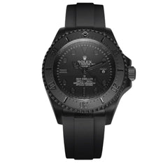Rolex Deepsea 44mm Men's Mirror Automatic Watch – Black Dial & Black Rubber Strap