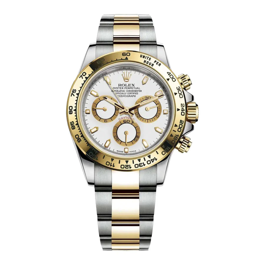 Rolex Daytona 40mm Men's Mirror Automatic Watch – White Dial & Two-Tone Silver & Gold-Tone Stainless Steel Bracelet