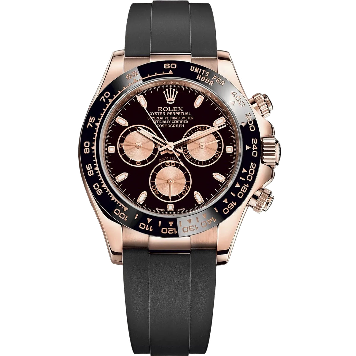 Rolex Daytona 40mm Men's Mirror Automatic Watch – Black Dial, Black Bezel & Black Rubber Strap