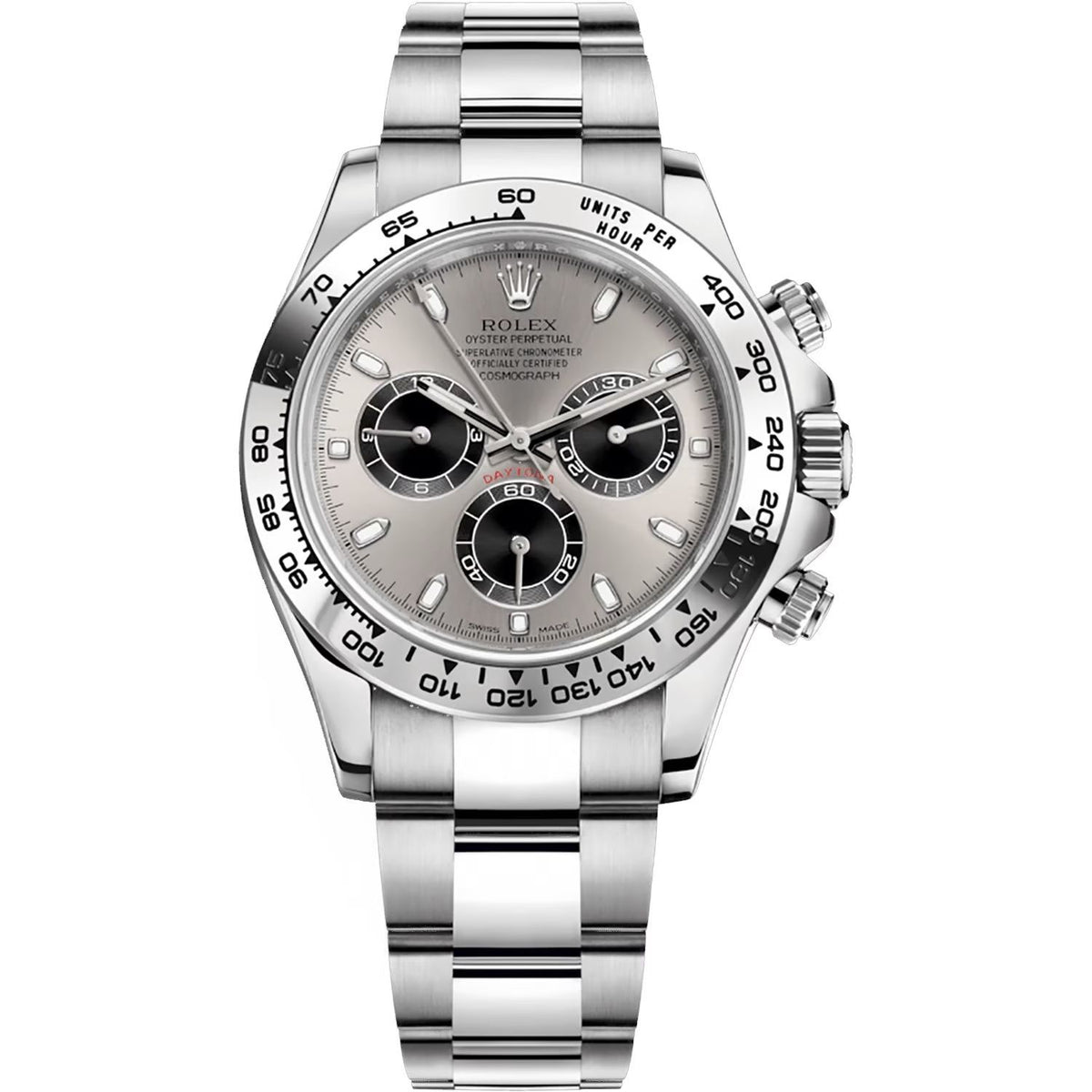 Rolex Daytona 40mm Men's Mirror Automatic Watch – Light Gray Dial & Silver Stainless Steel Bracelet