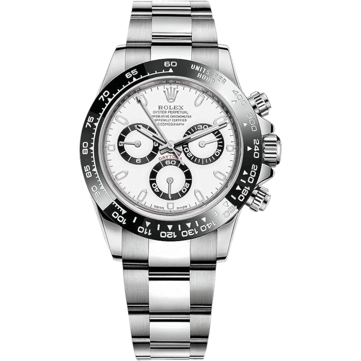 Rolex Daytona 40mm Men's Mirror Automatic Watch – White Dial & Silver Stainless Steel Bracelet