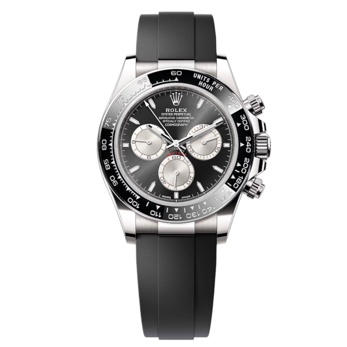 Rolex Daytona 40mm Men's Mirror Automatic Watch – Black Dial & Black Rubber Strap