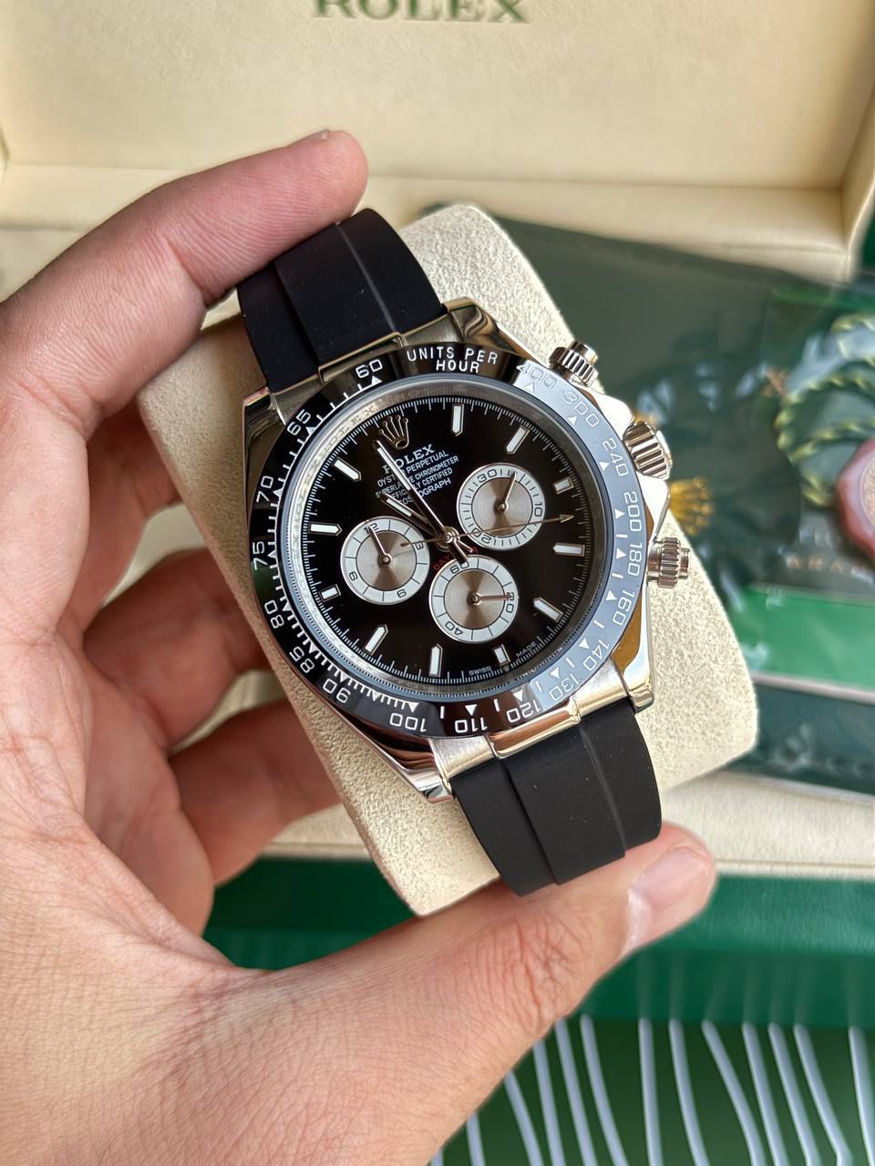 Rolex Daytona men's mirror watch, black dial – view 7