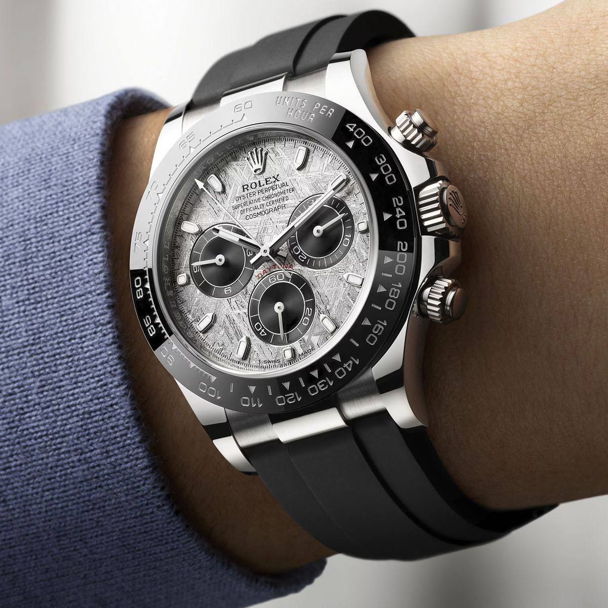 Rolex Daytona men's mirror watch, silver meteorite-pattern dial – view 4