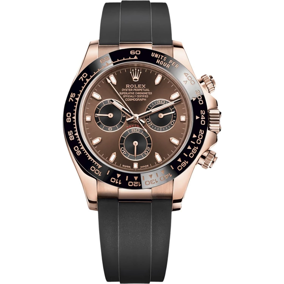Rolex Daytona 42mm Men's Mirror Automatic Watch – Brown Dial, Black Bezel & Black Rubber Strap