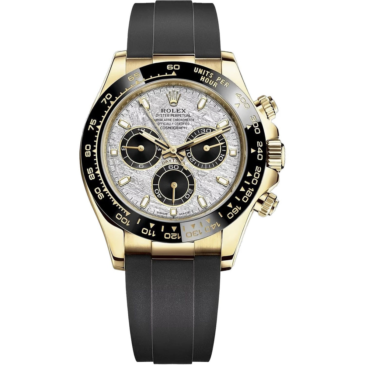 Rolex Daytona 42mm Men's Mirror Automatic Watch – Silver Dial & Black Rubber Strap