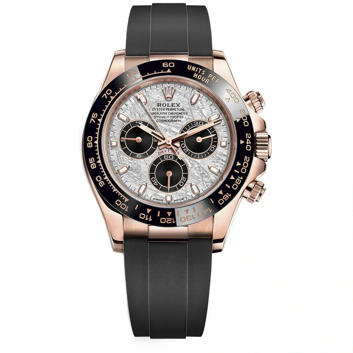 Rolex Daytona 42mm Men's Mirror Automatic Watch – Silver Dial, Black Bezel & Black Rubber Strap