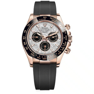 Rolex Daytona 42mm Men's Mirror Automatic Watch – Silver Dial, Black Bezel & Black Rubber Strap