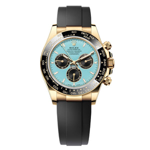 Rolex Daytona 42mm Men's Mirror Automatic Watch – Ice Blue Dial, Black Bezel & Black Rubber Strap