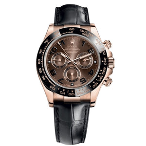 Rolex Daytona 42mm Men's Mirror Automatic Watch – Brown Dial & Black Leather Strap